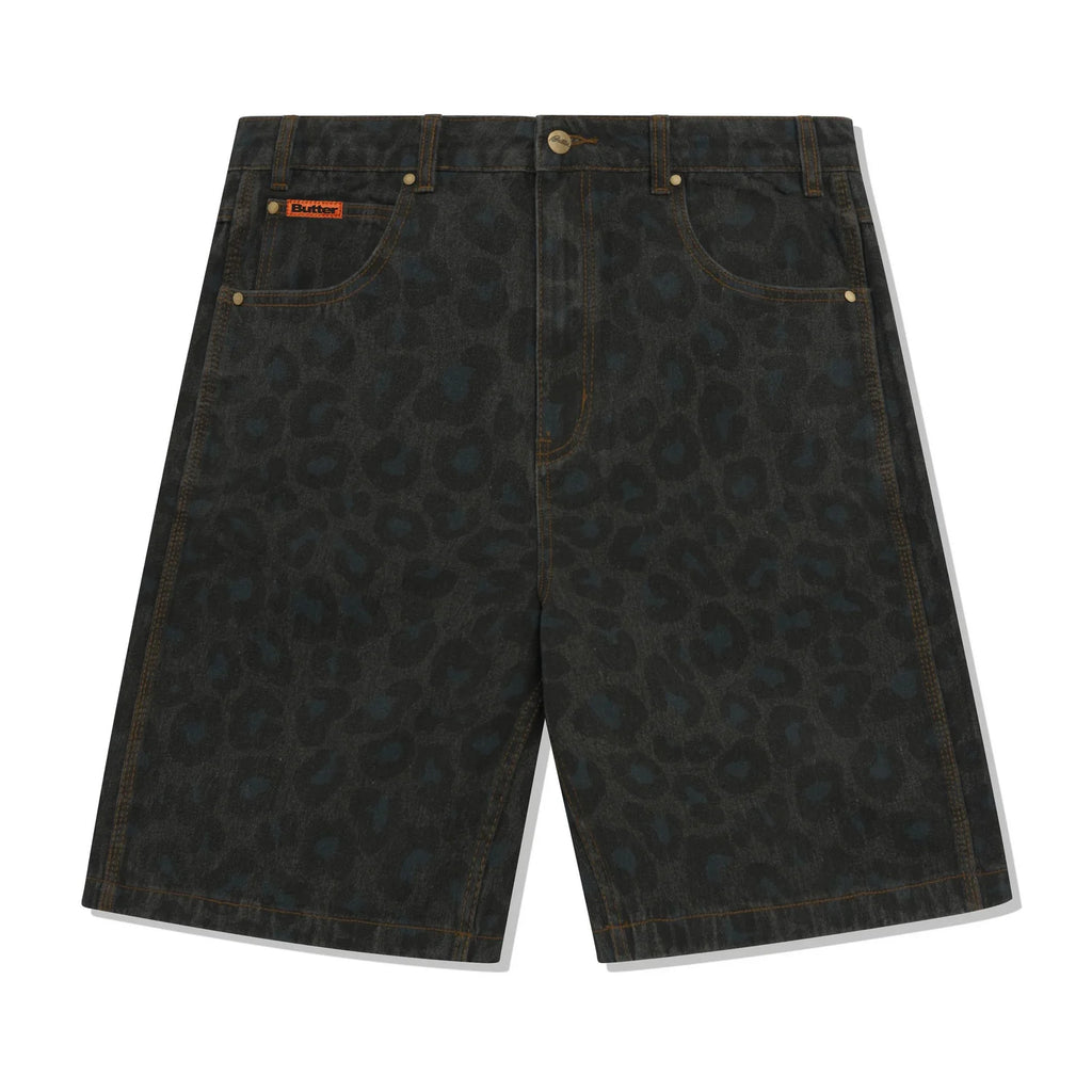 BUTTER - "LEOPARD" DENIM SHORTS BLACK